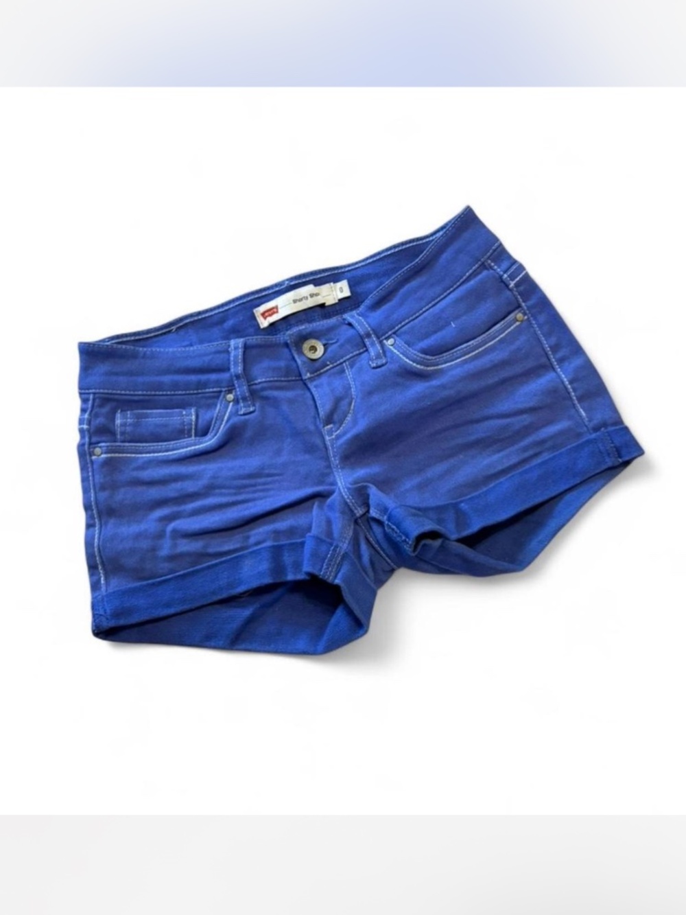 Levi's Y2K Vibrant Blue Low Rise Shorty Shorts 0/26